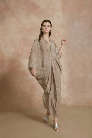 Mayu, ayaz print organic silk dress