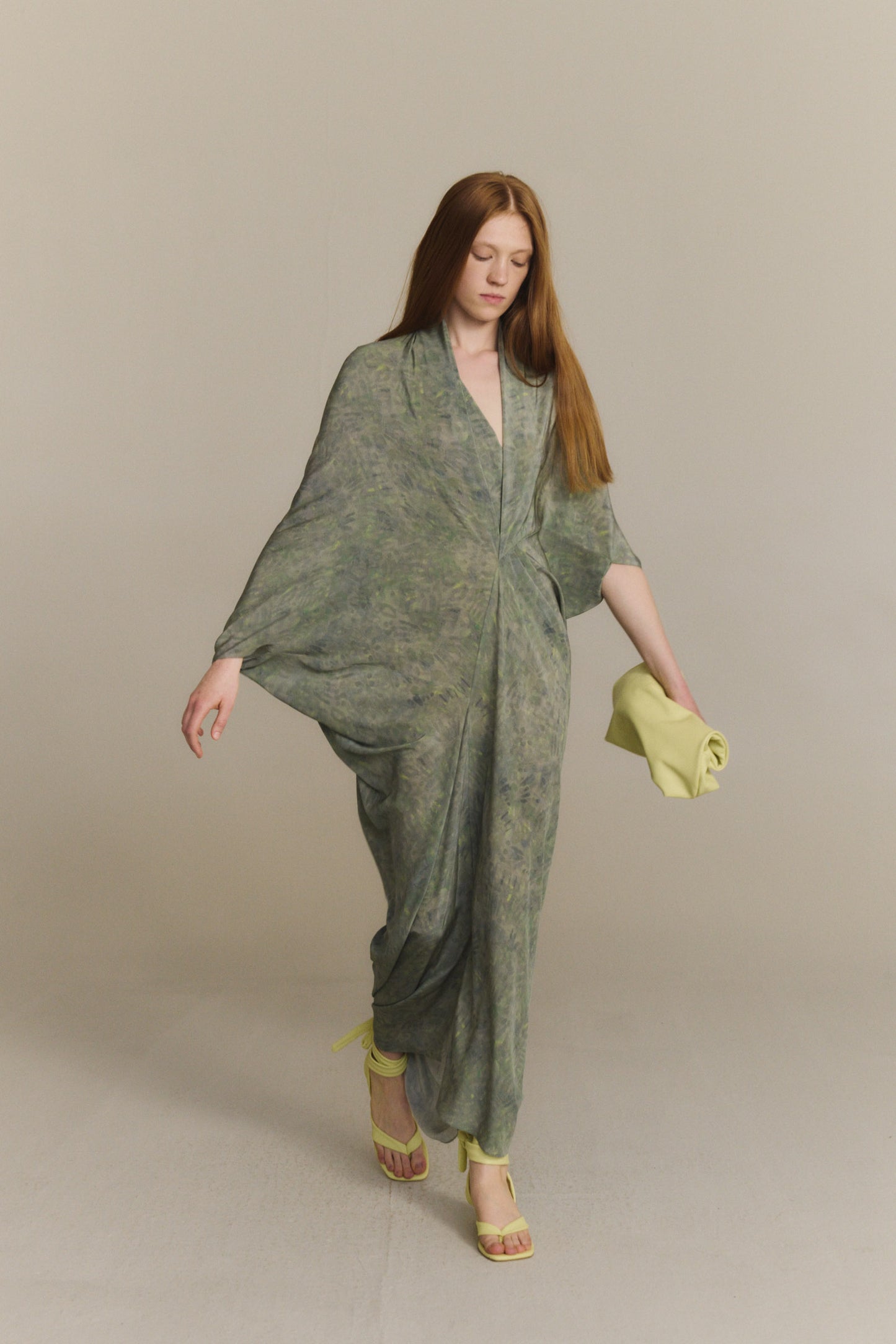 Mayu, folliage print silk dress