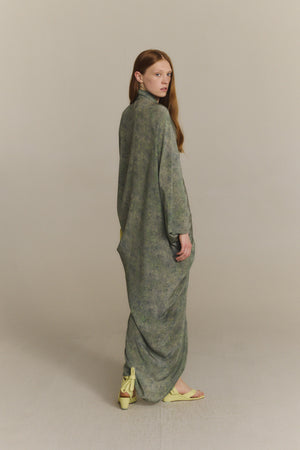 Mayu, folliage print silk dress