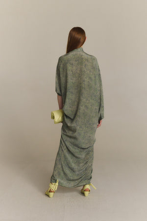 Mayu, folliage print silk dress