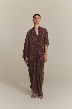 Mayu, zarela print silk dress