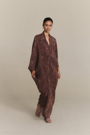 Mayu, zarela print silk dress