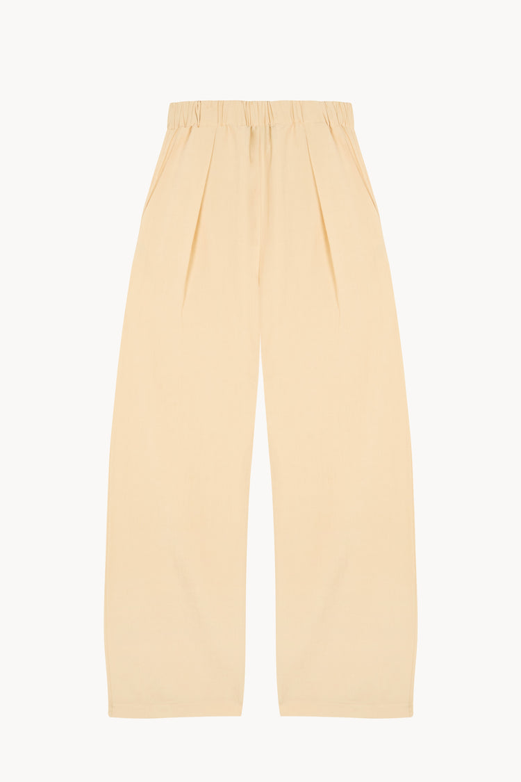 Mel, pantalon de lino y seda beige mares