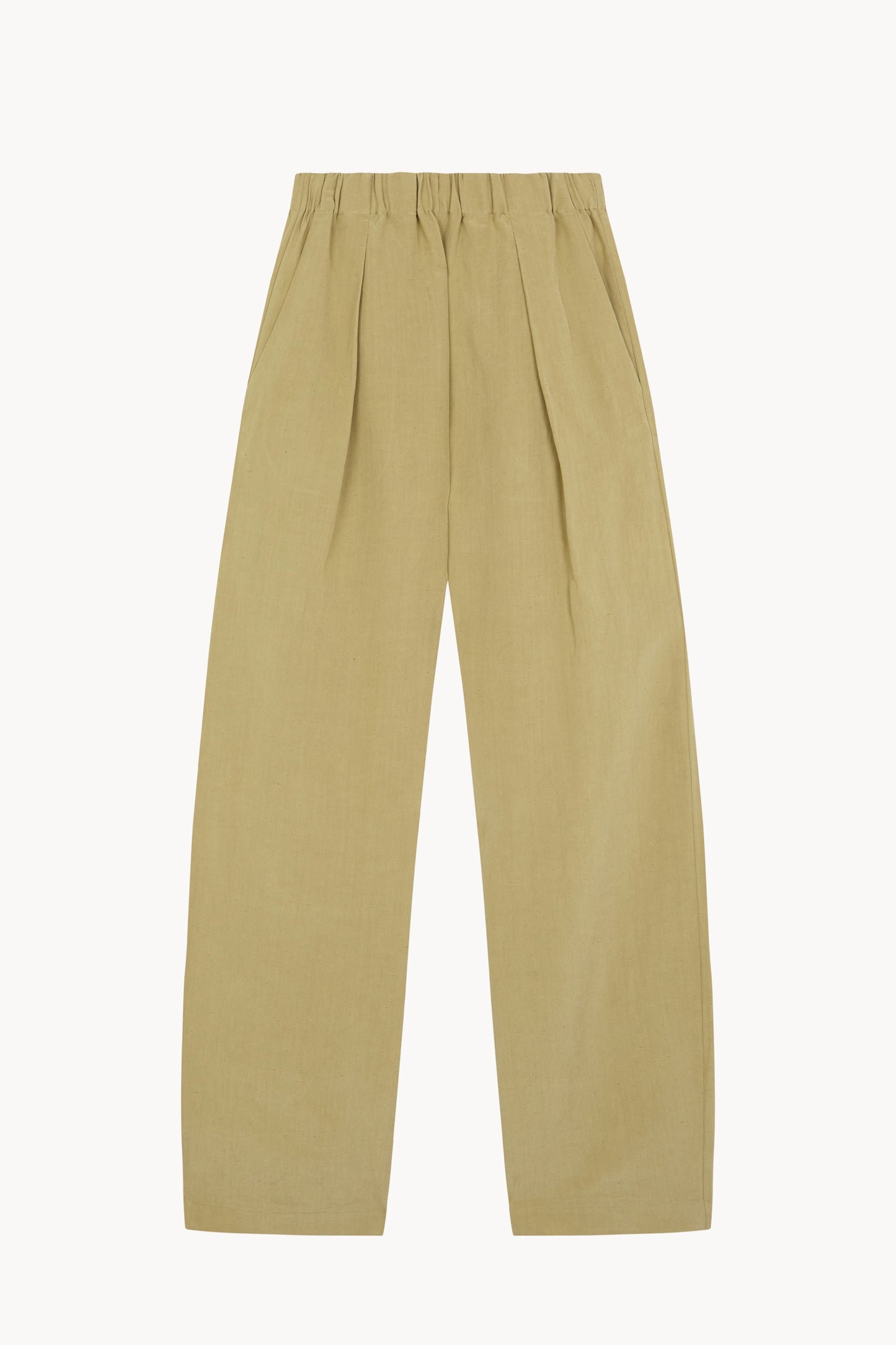 Mel, matte khaki linen and silk pants