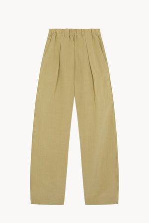 Mel, matte khaki linen and silk pants