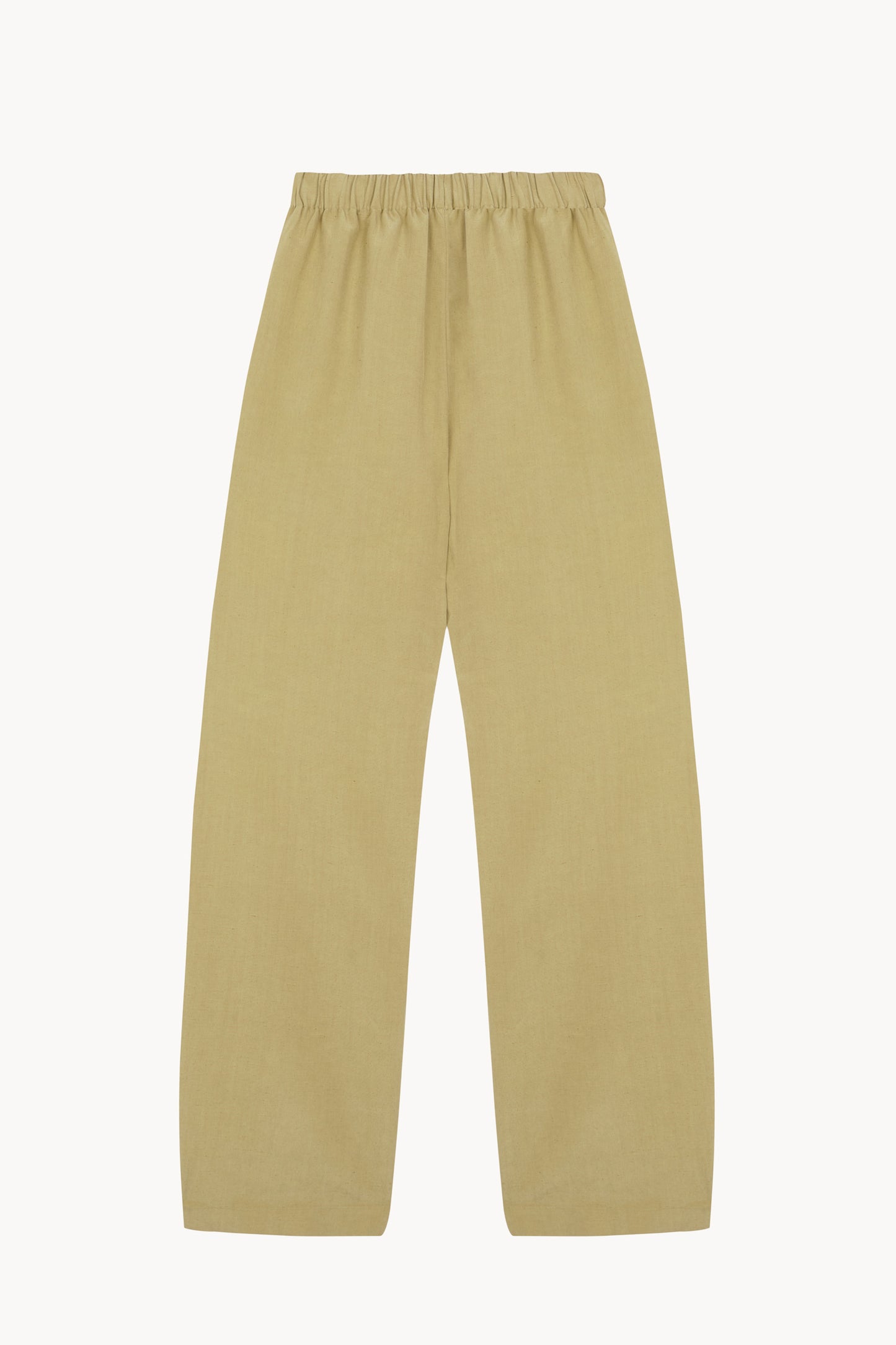 Mel, matte khaki linen and silk pants