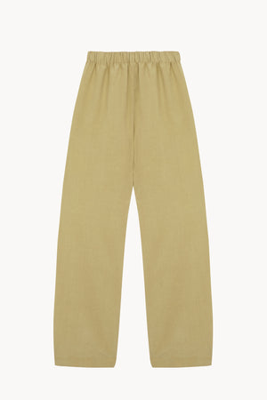 Mel, matte khaki linen and silk pants