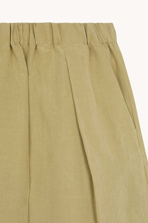 Mel, matte khaki linen and silk pants