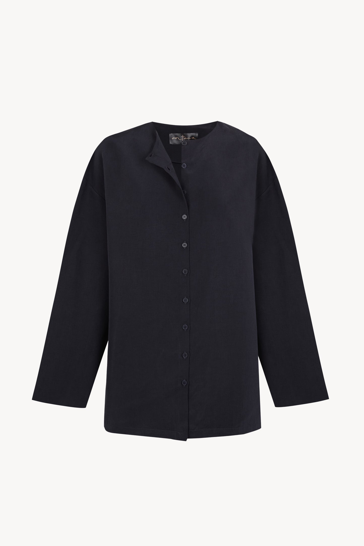 Mel, pure navy oversized shirt in linen and silk