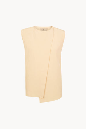 Mel, top de lino y seda beige mares