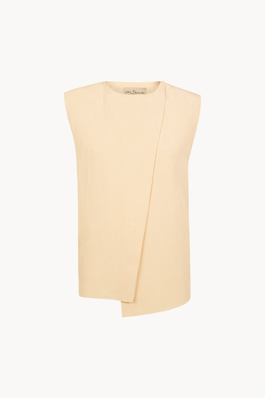Mel, beige mares linen and silk top