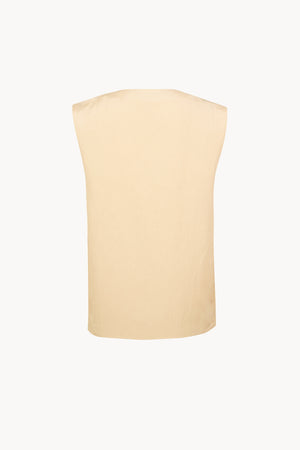 Mel, top de lino y seda beige mares