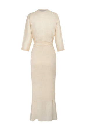 Mikaela, ivory linen and silk dress