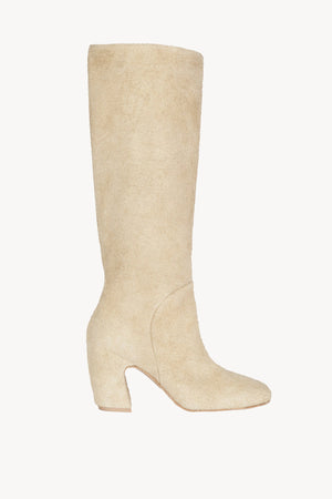 Milla, high boot in ecru brushed suede