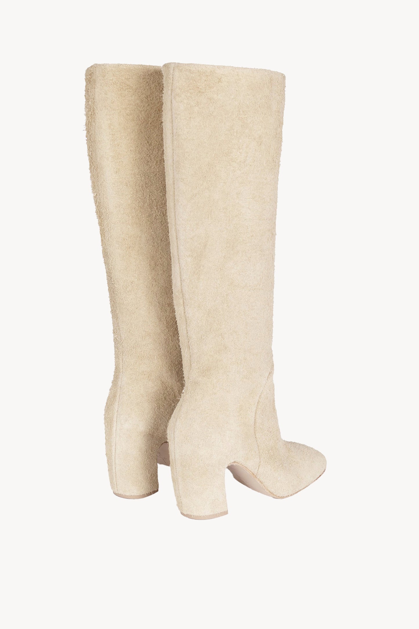 Milla, high boot in ecru brushed suede