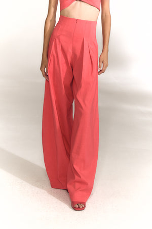 Mira, pantalon de talle alto rojo coral