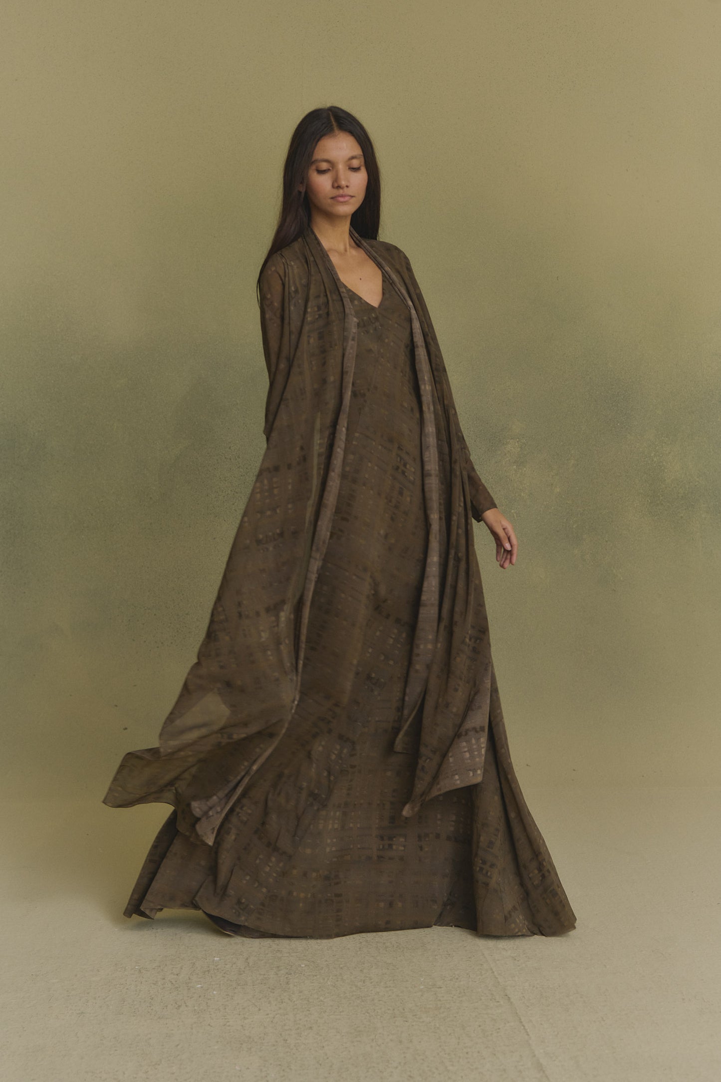 Mire, chaqueta de seda teki print