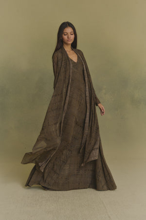 Mire, chaqueta de seda teki print