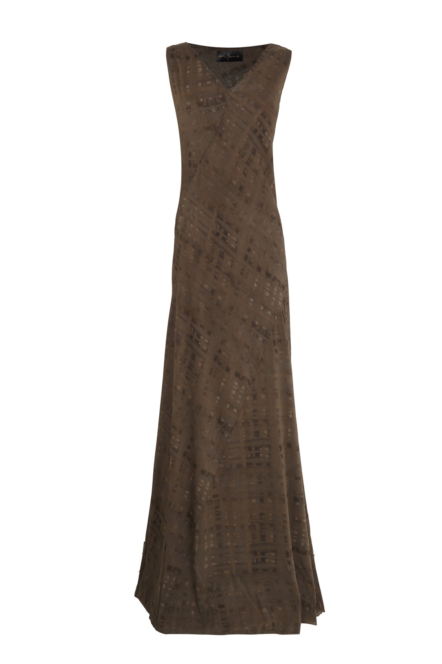 Mire, teki print long silk dress