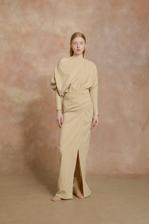 Mite, long beige dress