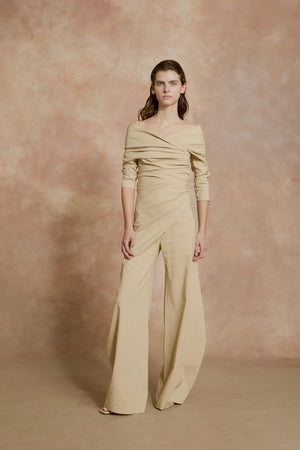 Mite, beige wrap pants