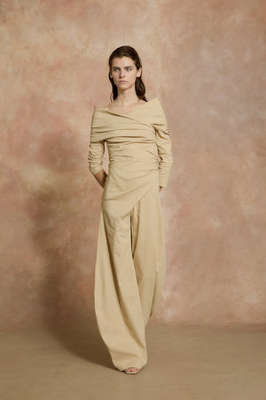 Mite, beige wrap pants