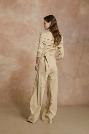 Mite, beige wrap pants