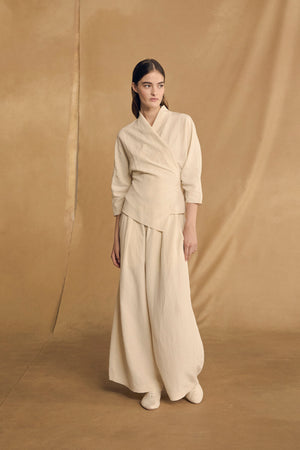 Mona, ivory linen and silk jacket