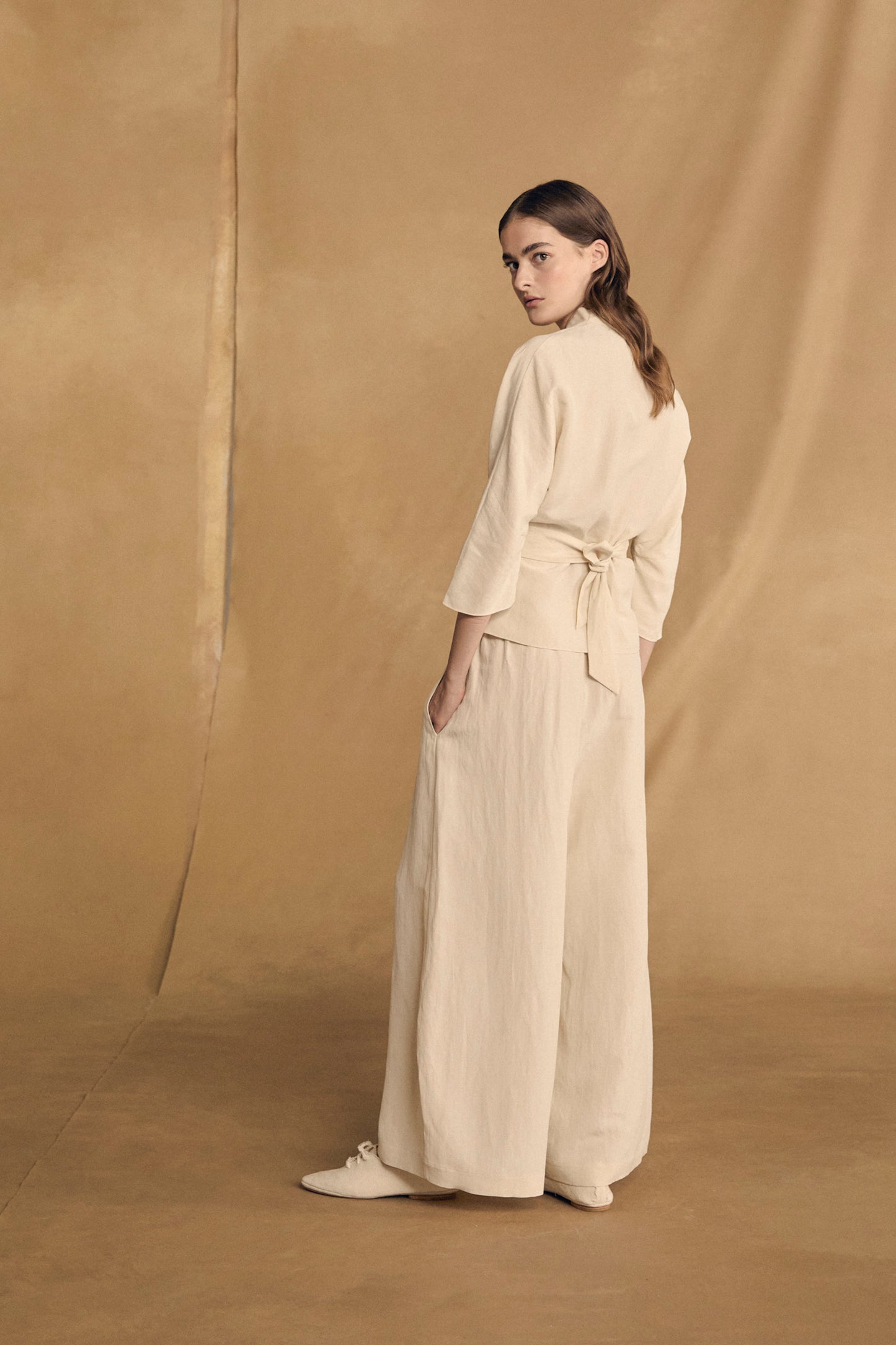 Mona, ivory linen and silk jacket