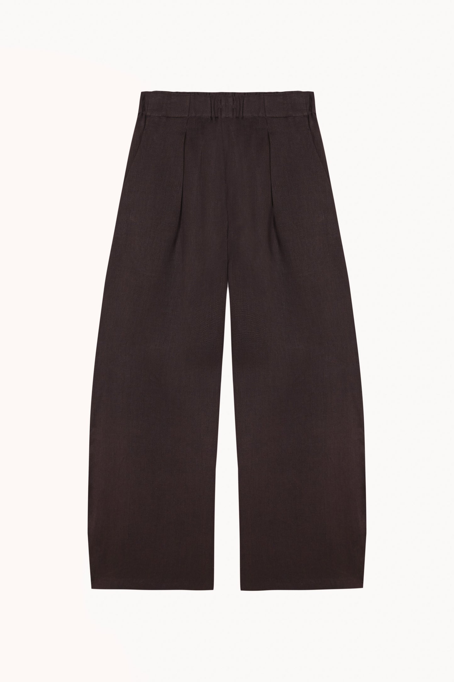 Mona, burgundy brown linen and wool trousers
