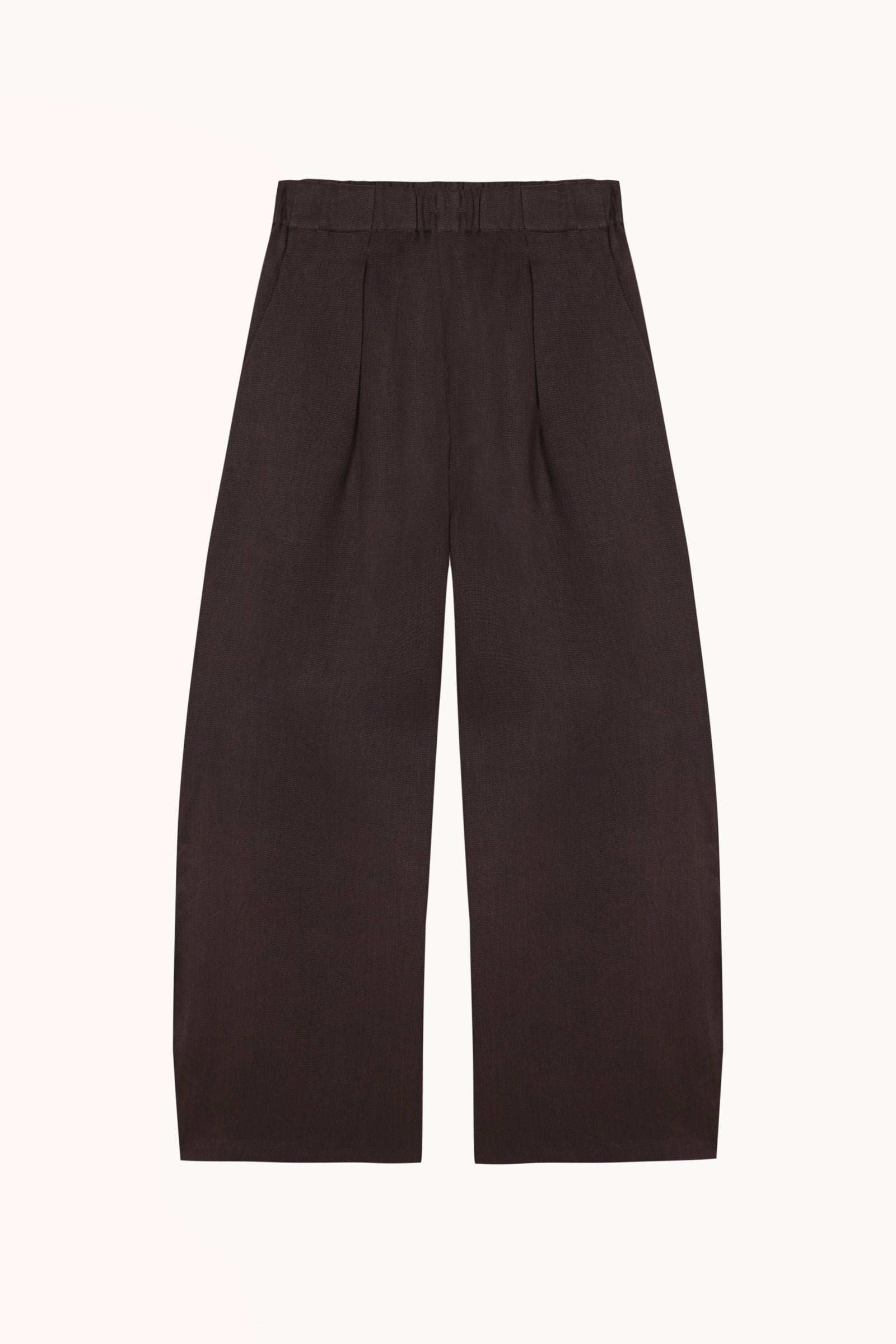 Mona, burgundy brown linen and wool trousers