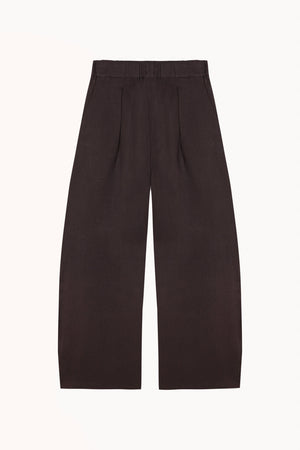 Mona, burgundy brown linen and wool trousers