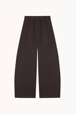 Mona, burgundy brown linen and wool trousers