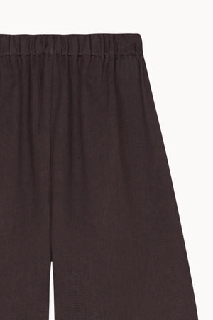 Mona, burgundy brown linen and wool trousers