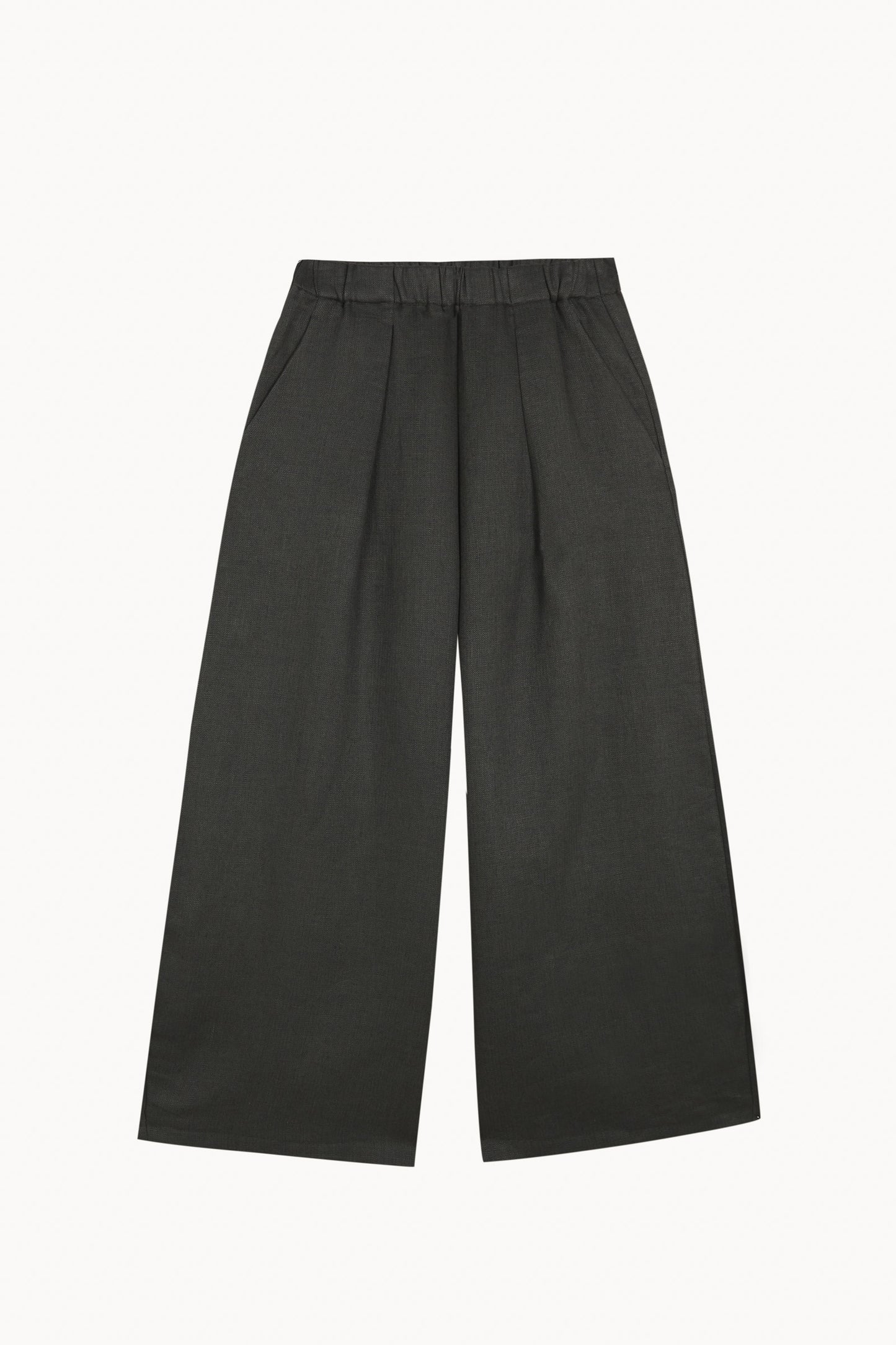 Mona, ocean blue linen and wool trousers