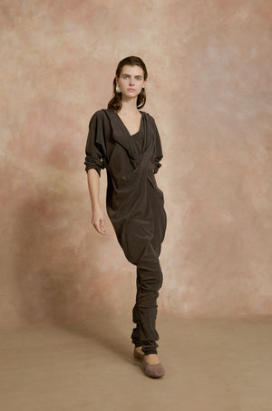 Serp, graphite stretch silk jumpsuit