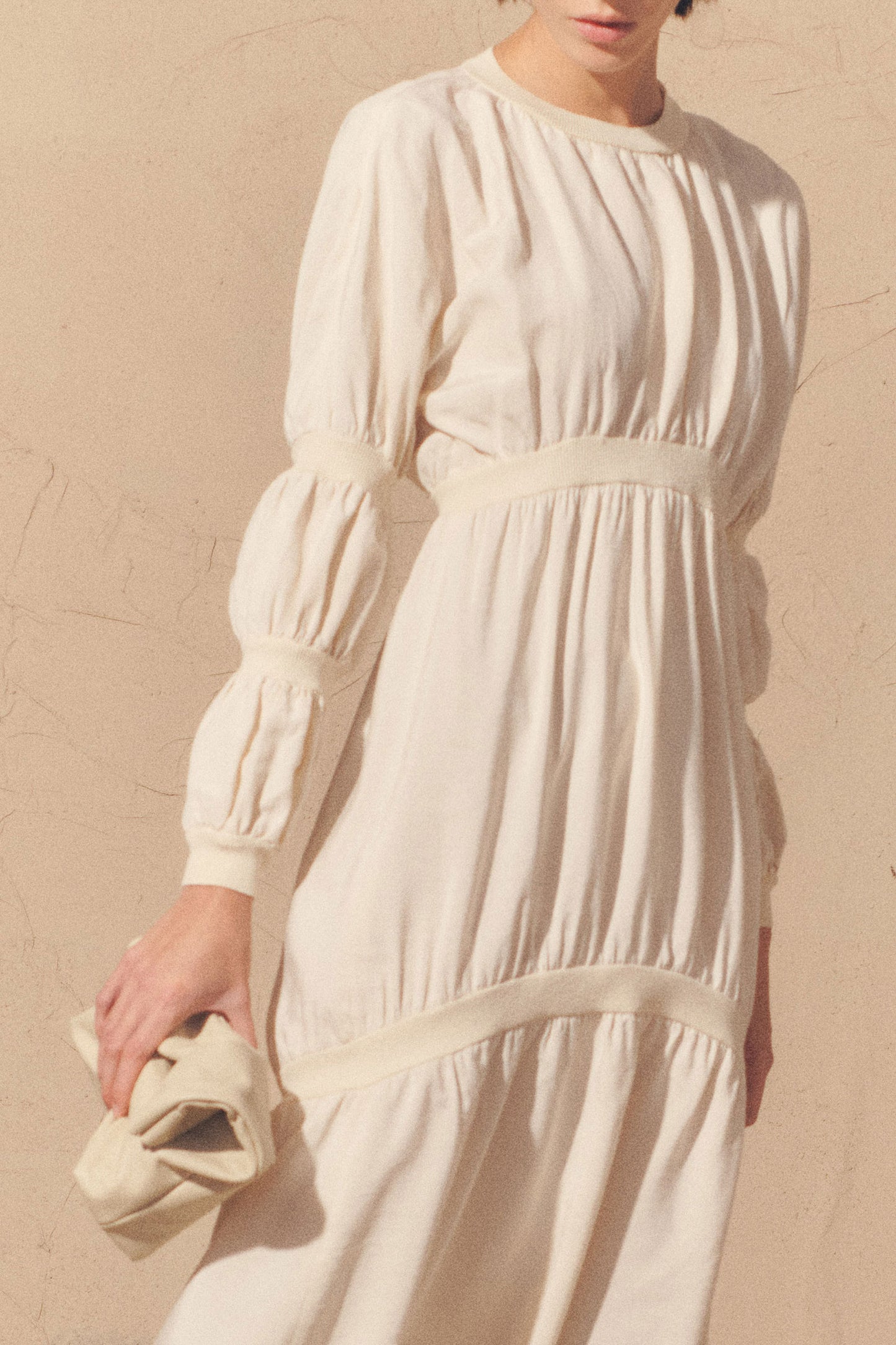 Morgan, ivory silk and linen dress