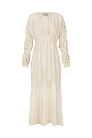 Morgan, ivory silk and linen dress