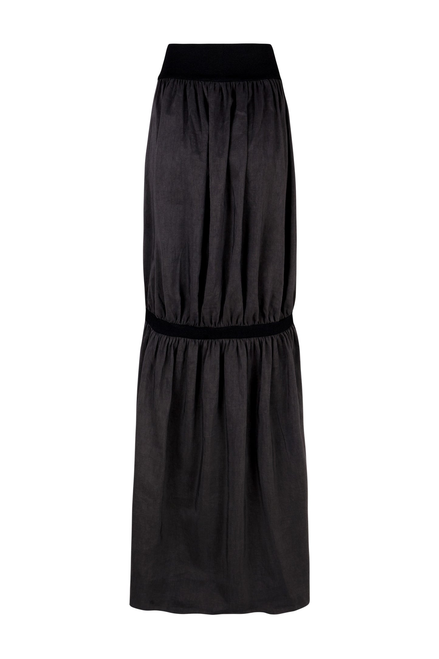 Morgan, long smoke gray linen and silk skirt