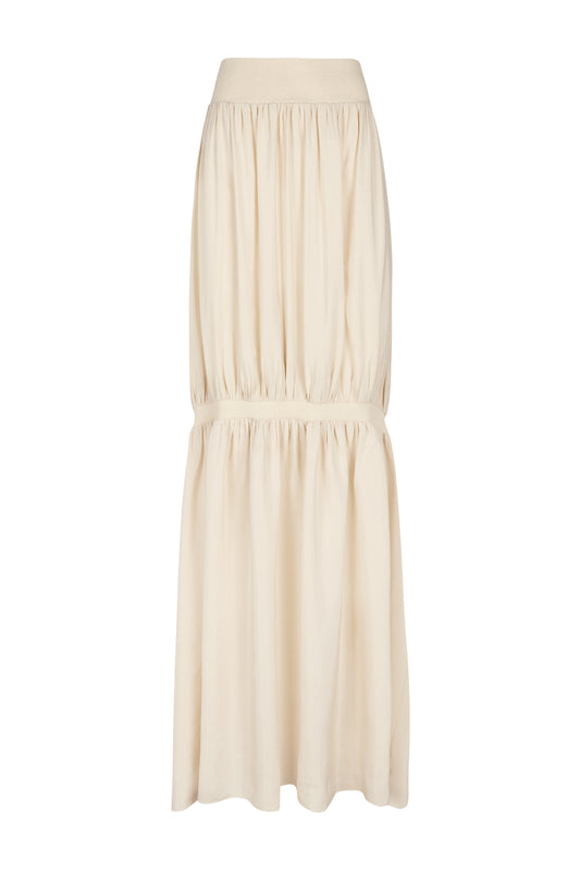 Morgan, long skirt in ivory linen and silk