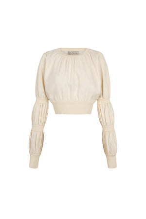 Morgan, ivory linen and silk crop top