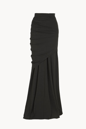 Myia, dark green fitted maxi skirt