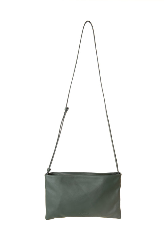 Myla, green leather shoulder bag