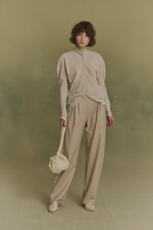 Cuento, beige virgin wool pants