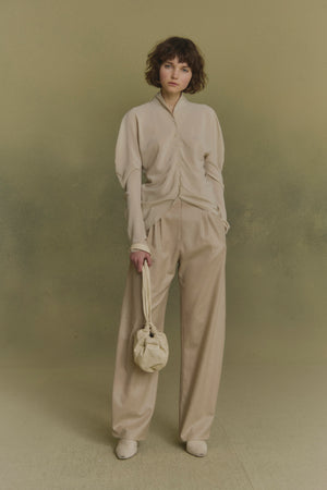 Cuento, beige virgin wool pants