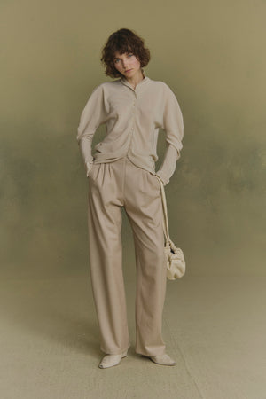 Cuento, beige virgin wool pants