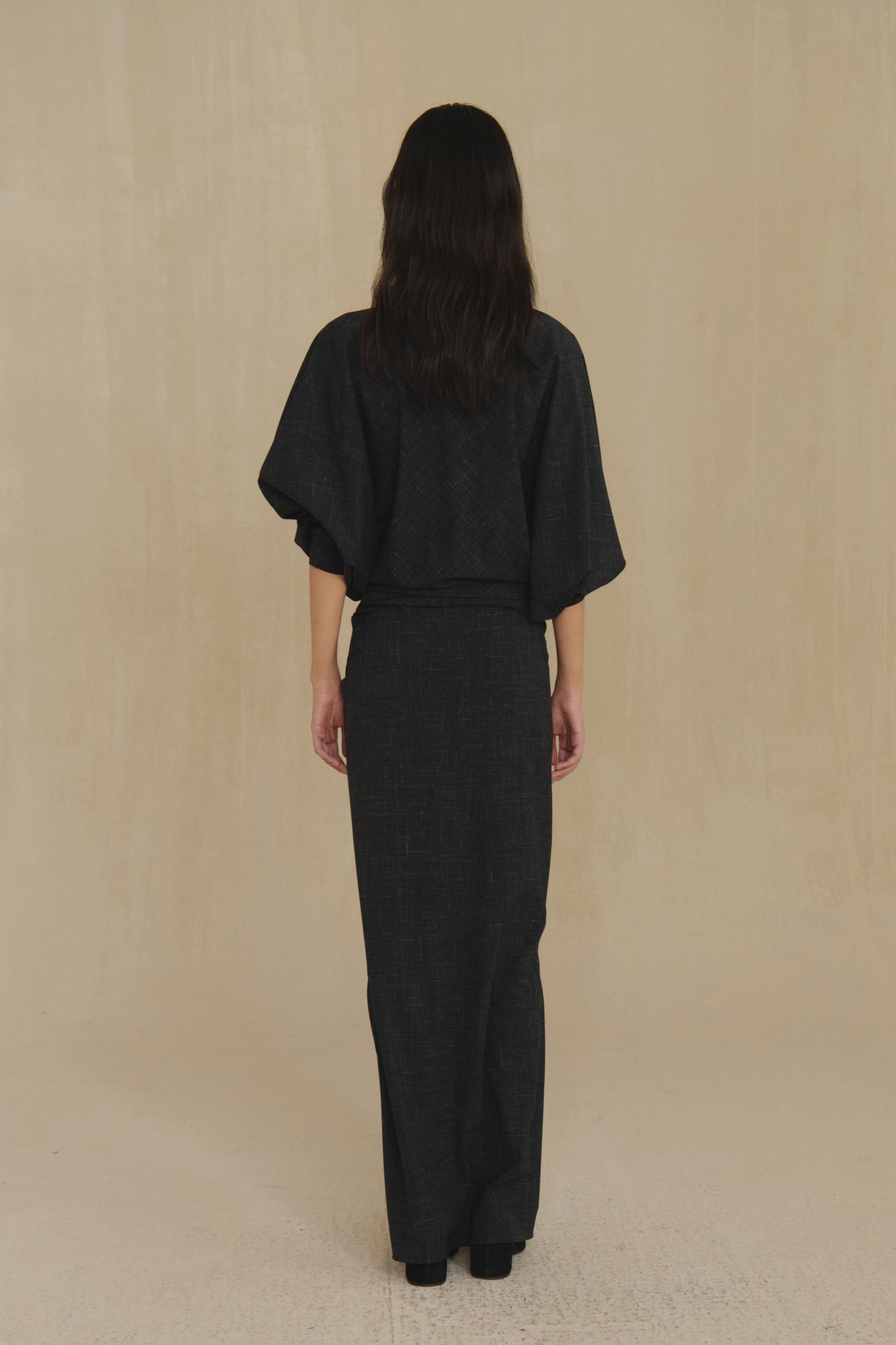 Nasa, black virgin wool and silk top