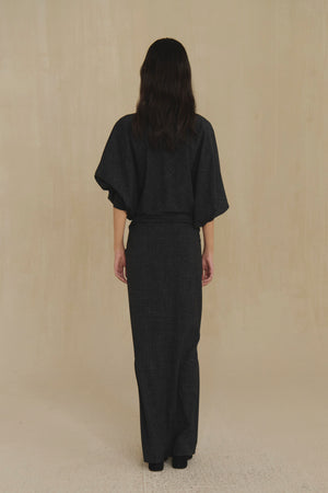 Nasa, black virgin wool and silk top