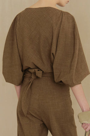 Time, light brown virgin wool and silk trousers
