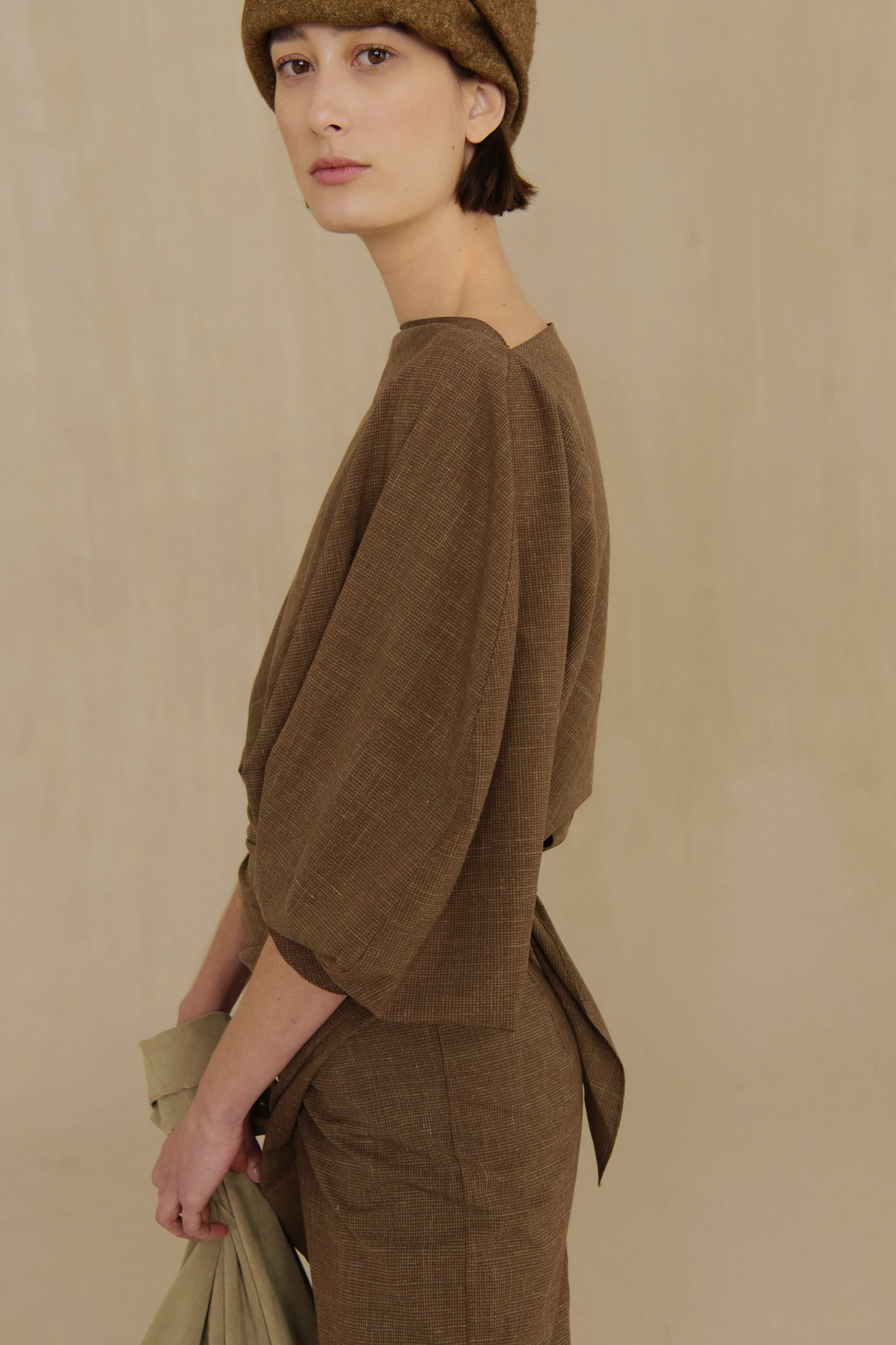 Nasa, light brown virgin wool and silk top